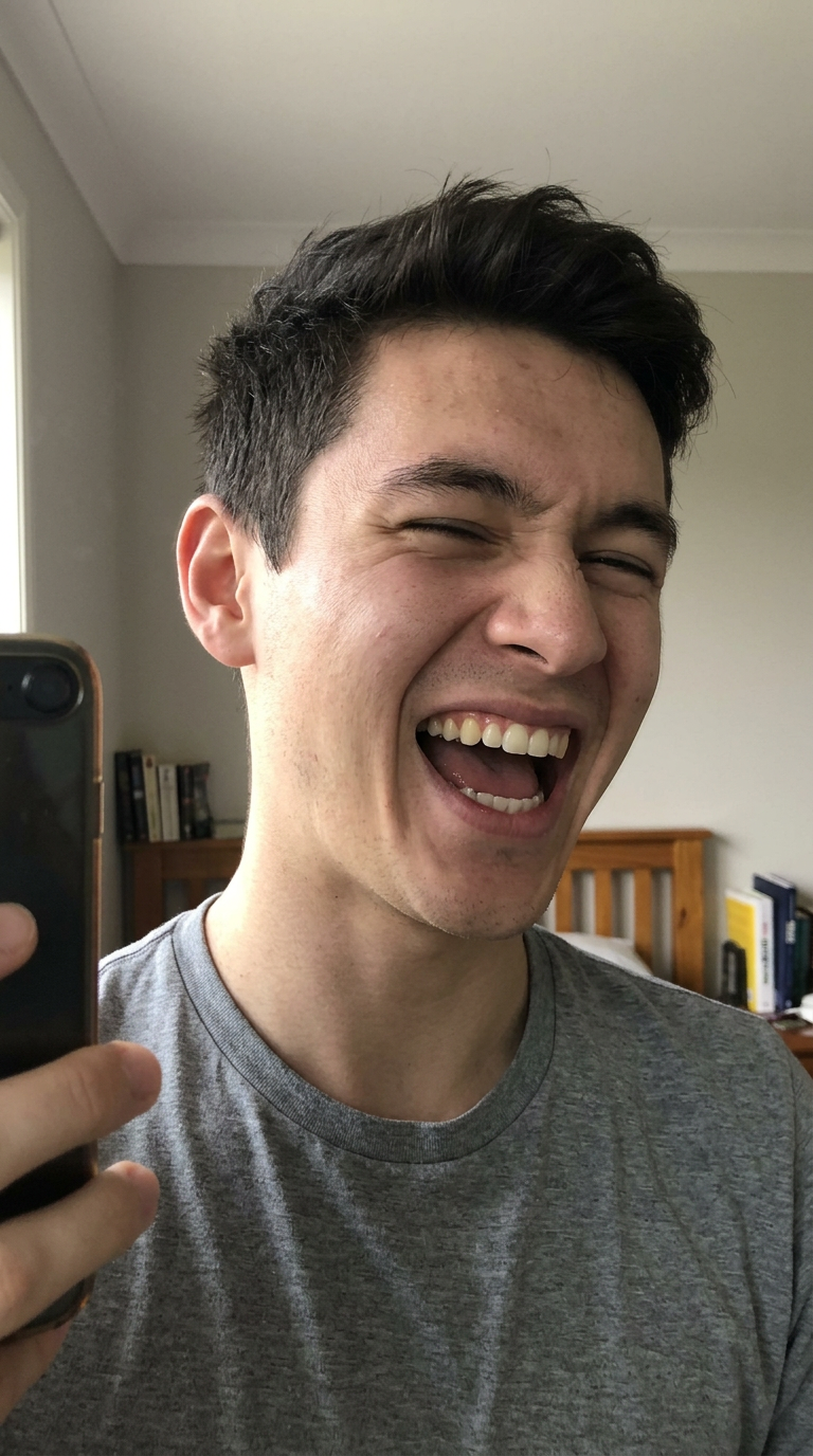 A player copying a meme face